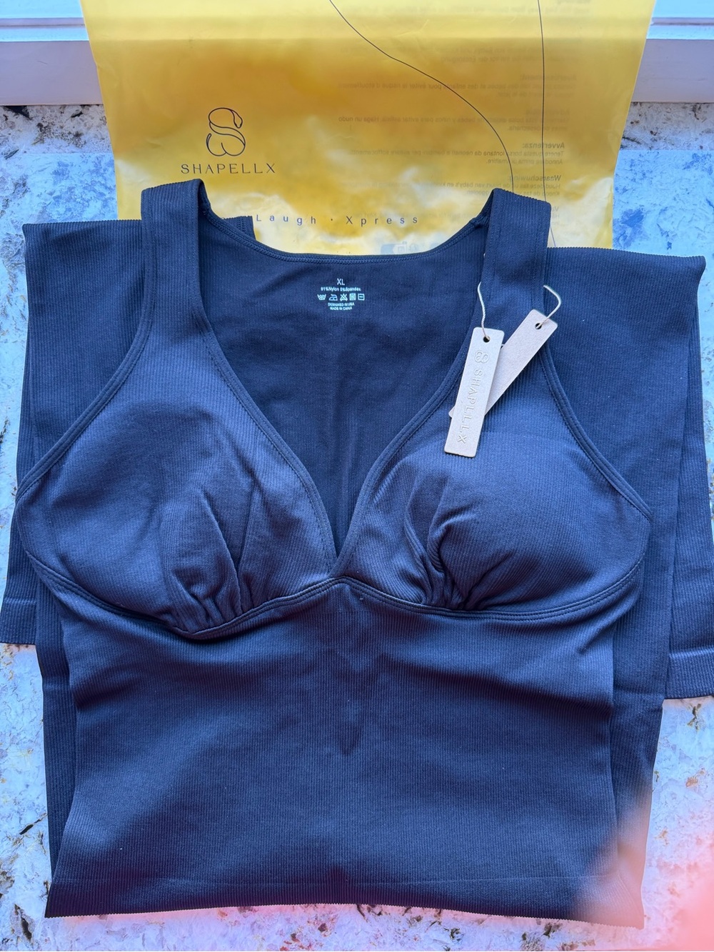 Shapellx Bodycon tummy control jumpsuit bodysuit Yoga one piece shape wear XL